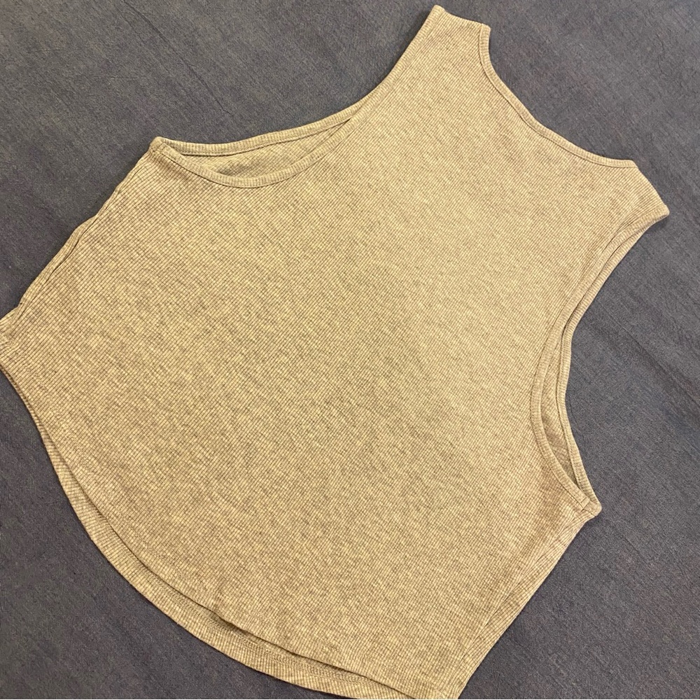 Gray Ribbed Cropped Top - Picture 5 of 5